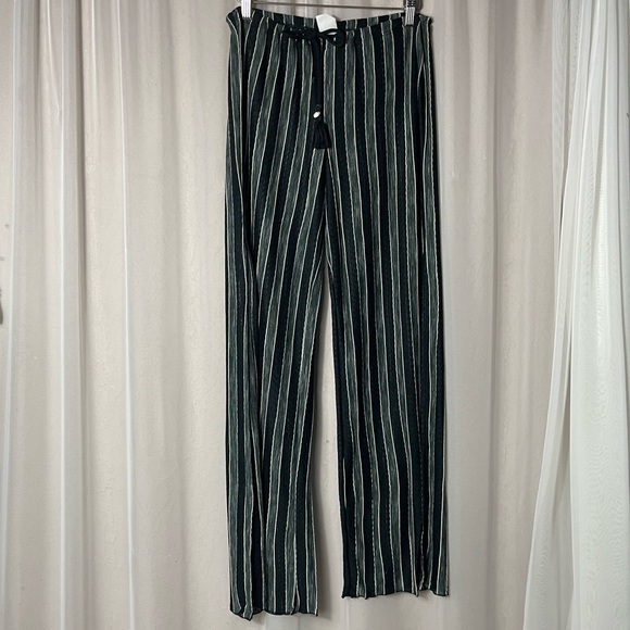 BECCA Pants - BECCA Crochet Striped Pants Beach Cover-Up Open sides Black & Gray Size S/P